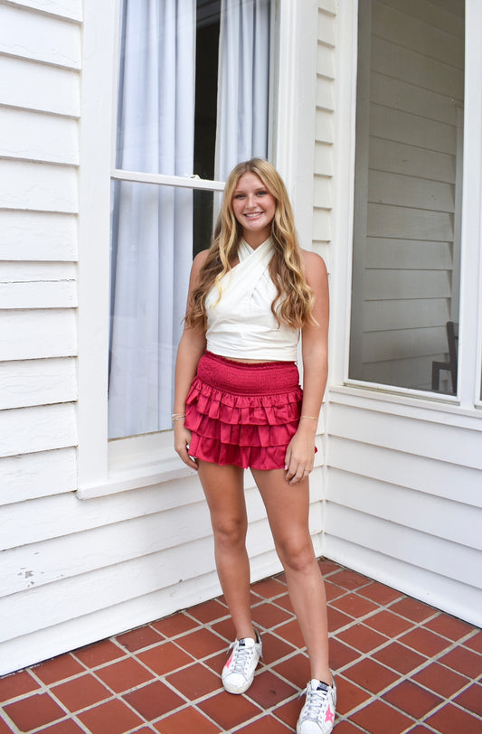 Layers of Silk Skirt - Red